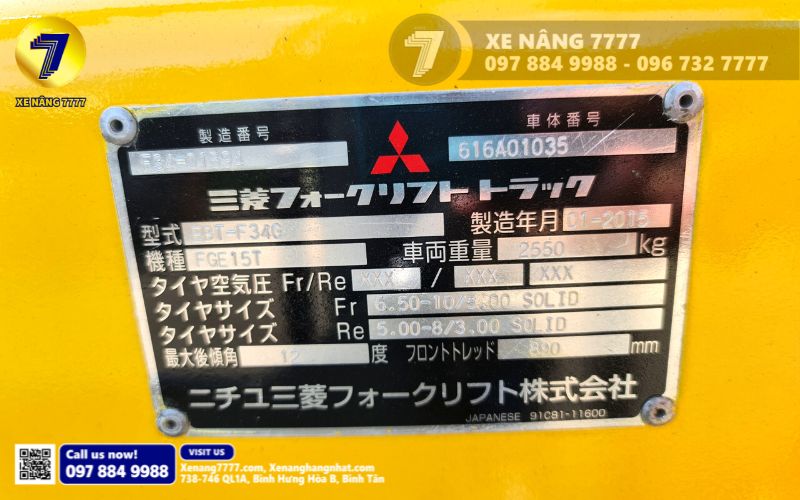 Bảng data palate của xe nâng hàng Mitsubishi