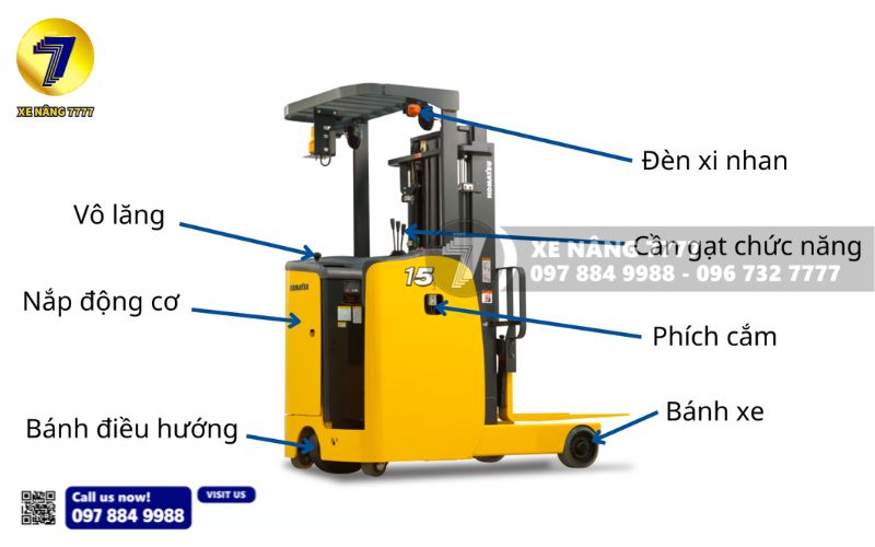 Cấu tạo bên ngoài xe nâng điện đứng lái