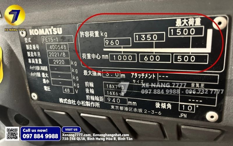 Biểu đồ tải trọng trên Bảng thông số xe