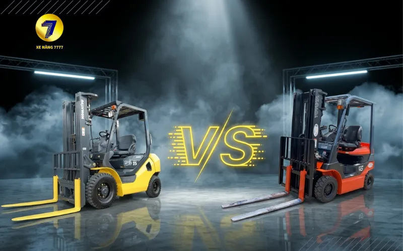 So sánh xe nâng dầu với xe nâng điện