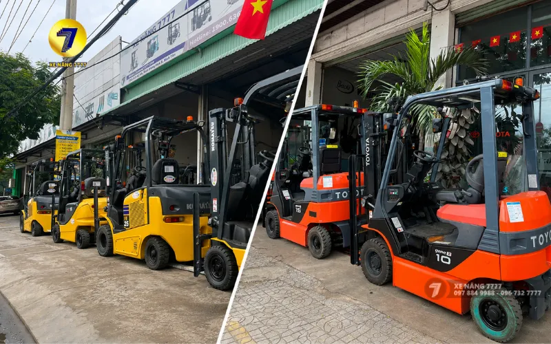 so sánh xe nâng điện komatsu và xe nâng điện toyota.
